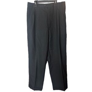Joseph Abboud Mens 32x30 Dress Pants Black Windowpane Pleated Cuffed